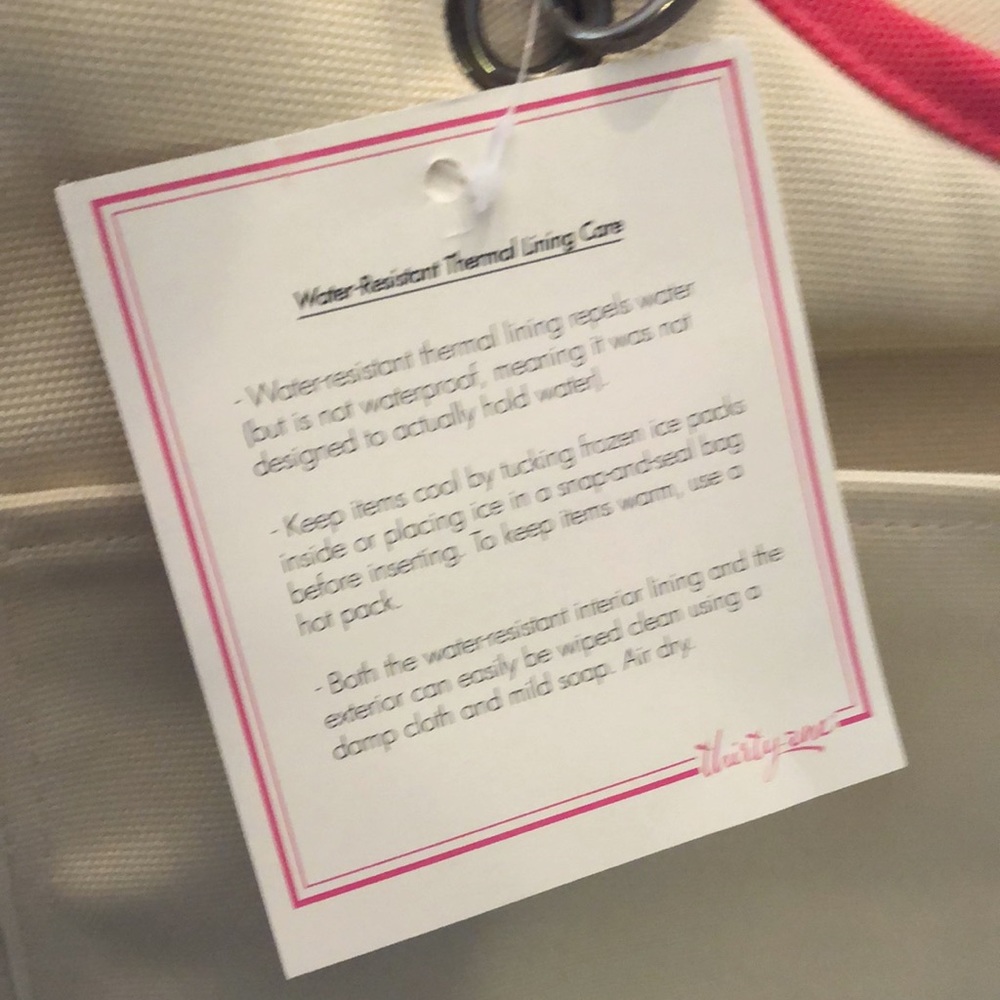 Thirty-One Canvas Crew Thermal Tote in Natural with Coral - Picture 7 of 16